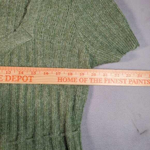 Torrid Sweater Top Womens L Green Ribbed Short Sleeve Button Tie Waist Cottage - Picture 4 of 8